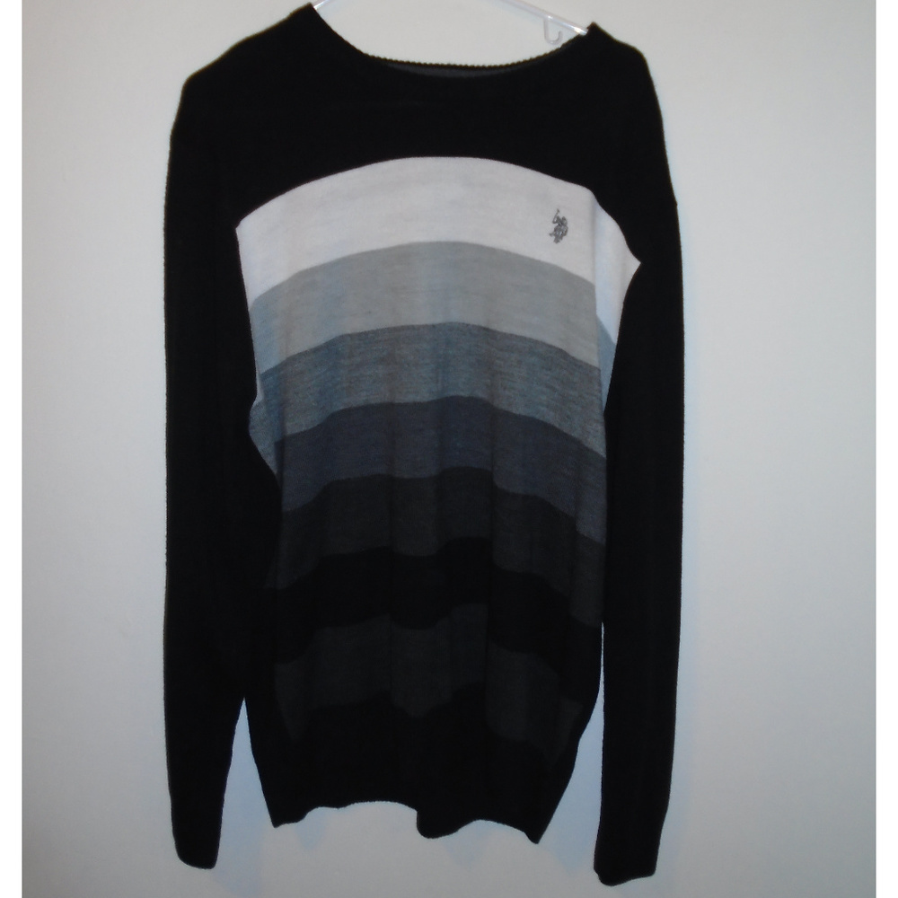 US Polo Assn Men's XL Black White Gradient Sweater